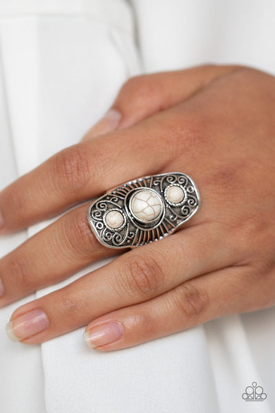 Stone Oracle - White Paparazzi Ring (R020)