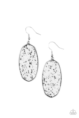 Stone Sculptures - White Paparazzi Earrings