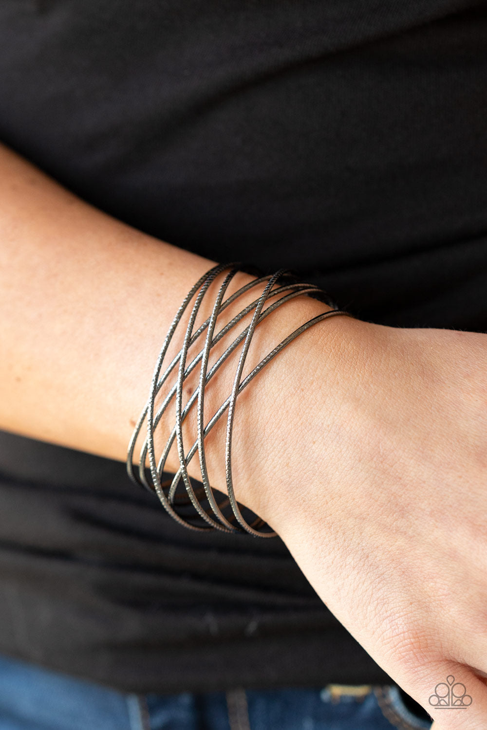 Strike Out Shimmer - Black Paparazzi Bracelet (PZ-4823)