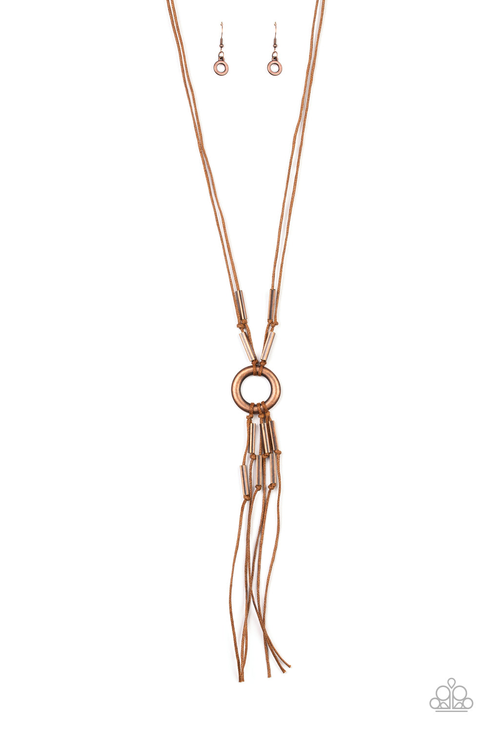 Tasseled Trinket - Copper-Paparazzi Necklace (#1433)