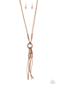 Tasseled Trinket - Copper-Paparazzi Necklace (#1433)