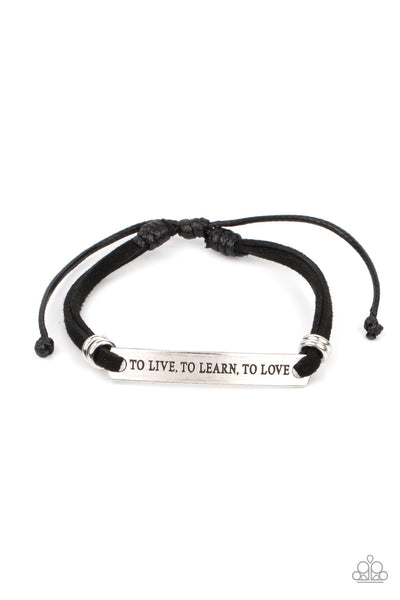 To Live, To Learn, To Love - Black Bracelet (#4284)