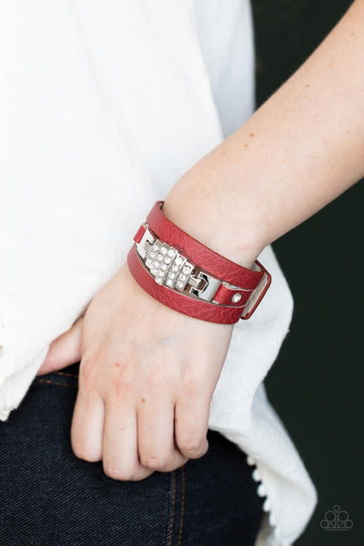 Ultra Urban - Red Paparazzi Wrap Bracelet (W146)