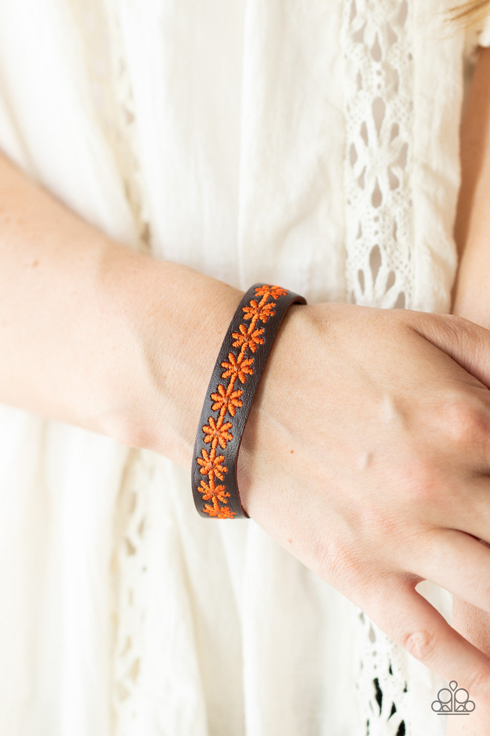 Wildflower Wayfarer - Orange Paparazzi Wrap Bracelet