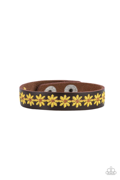 Wildflower Wayfarer - Yellow Paparazzi Wrap Bracelet (W149)