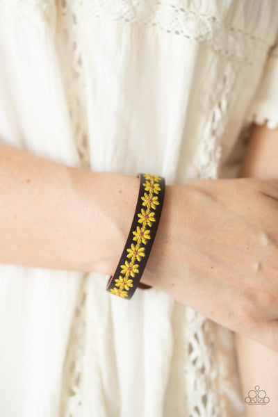 Wildflower Wayfarer - Yellow Paparazzi Wrap Bracelet (W149)