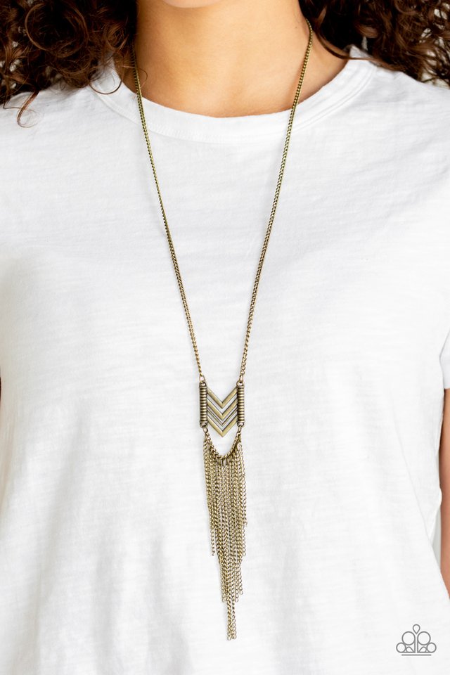 Paparazzi Long Necklace - Point Taken - Brass (PZ-700)