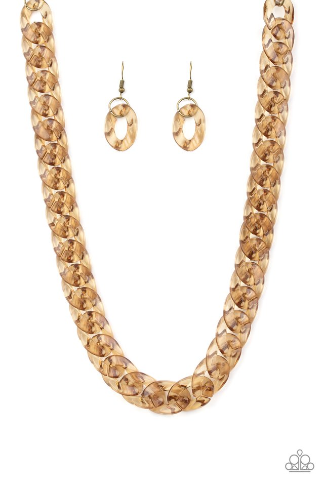 Paparazzi Acylic Necklace - Put It On Ice - Brass (#090)
