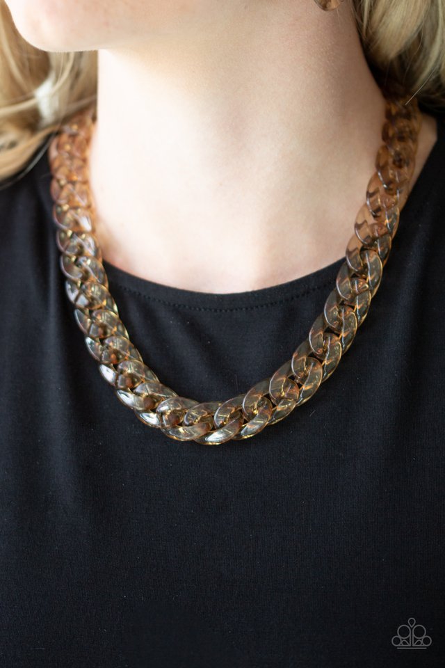 Paparazzi Acylic Necklace - Put It On Ice - Brass (#090)