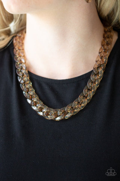 Paparazzi Acylic Necklace - Put It On Ice - Brass (#090)