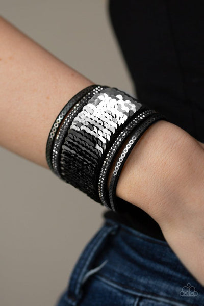 Heads Or MERMAID Tails - Black Paparazzi Wrap Bracelet