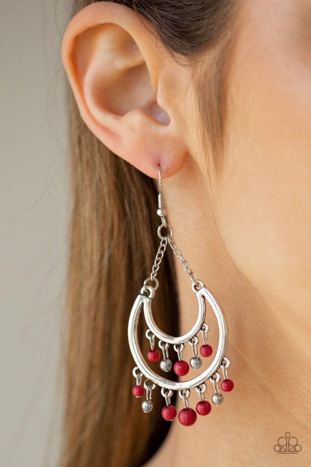 Paparazzi Fishhook Earrings - Free-Spirited Spirit - Red