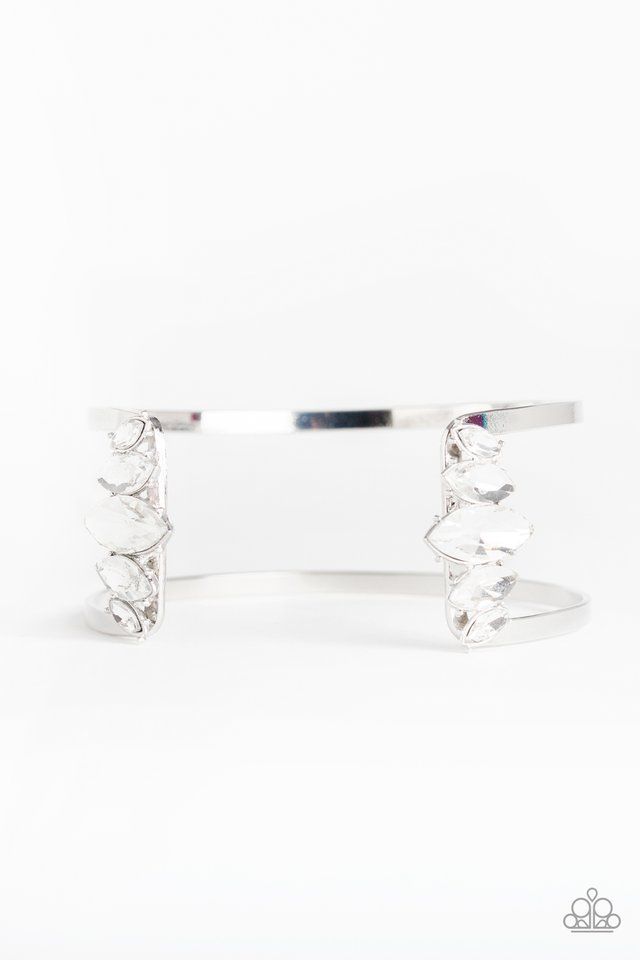 Glam Power - White Paparazzi Cuff Bracelet
