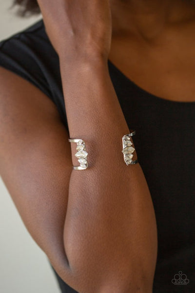 Glam Power - White Paparazzi Cuff Bracelet