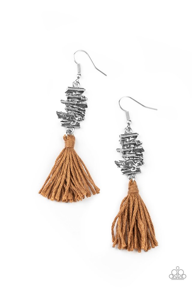 Paparazzi Earrings - Tiki Tassel - Brown (#1687)