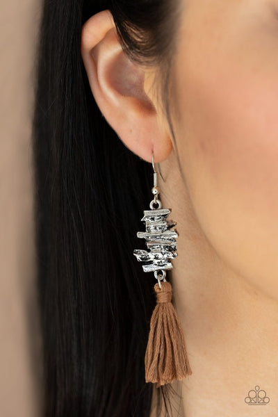 Paparazzi Earrings - Tiki Tassel - Brown (#1687)