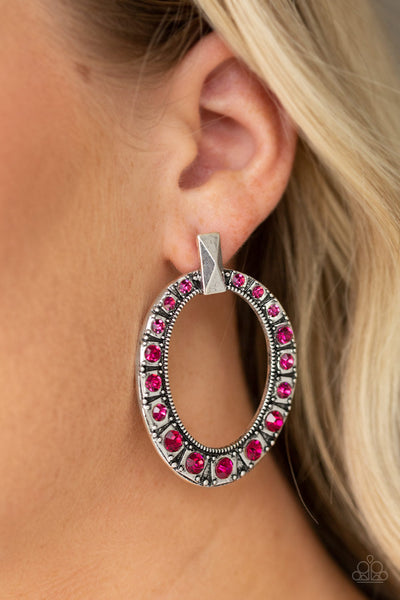All For GLOW - Pink-Paparazzi Earrings -