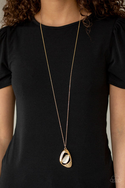 Asymmetrical Bliss - Gold Paparazzi Necklace (#2673)