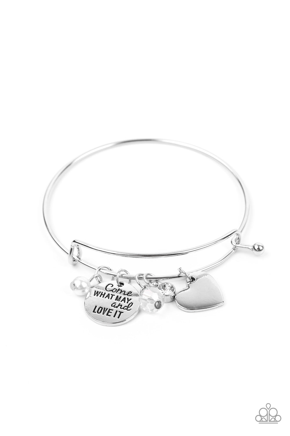 Come What May and Love It - White Paparazzi Bracelet (PZ-4213)