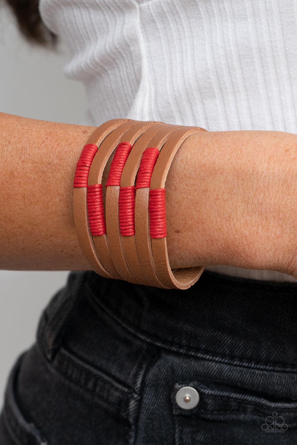 Country Colors - Red Paparazzi Wrap Bracelet (W115)