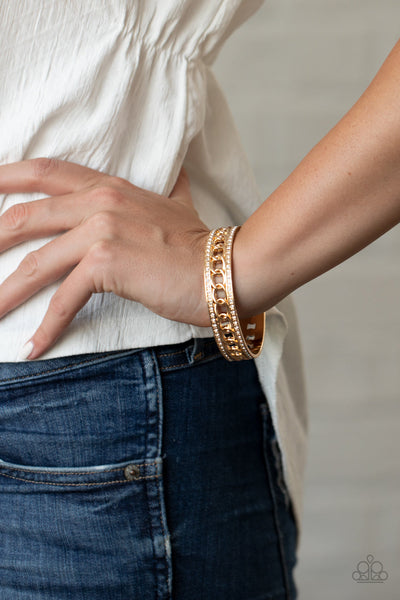 Couture Court - Gold Paparazzi Bangle Bracelet