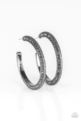 Dazzling Diamond-naire - Black-Paparazzi Earrings (#1192)