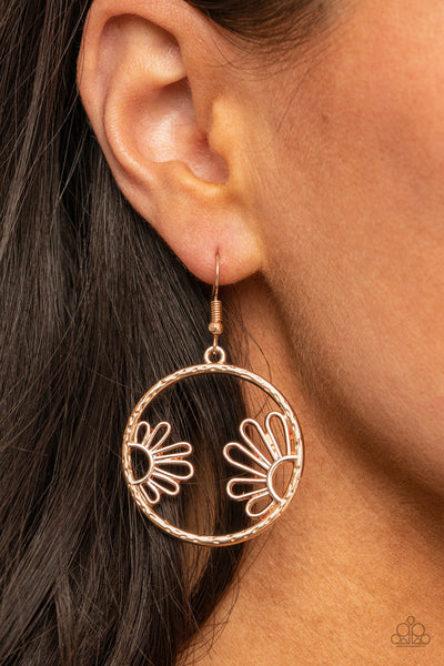 Demurely Daisy - Rose Gold Paparazzi Earrings