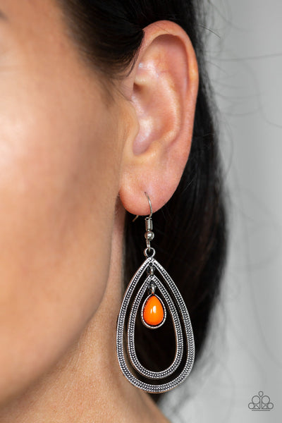 Drops of Color - Orange-Paparazzi Earrings (#1233)