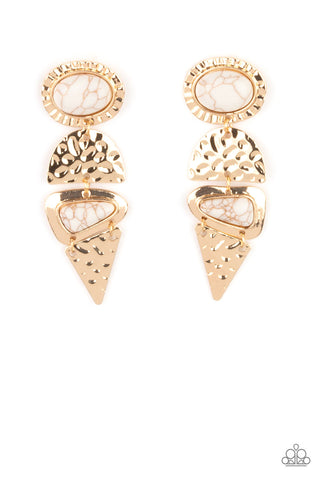 Earthy Extravagance - Gold Paparazzi Earrings (#4288)
