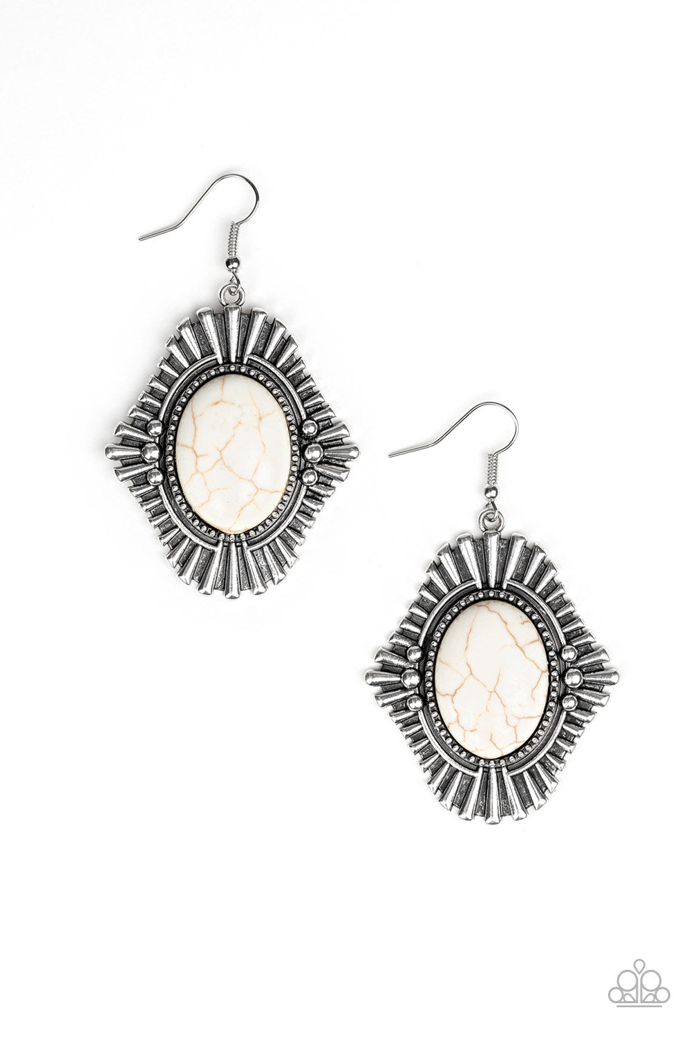 Paparazzi Earrings - Easy As PIONEER - White (#486)