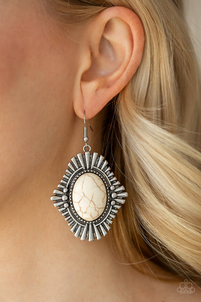 Paparazzi Earrings - Easy As PIONEER - White (#486)
