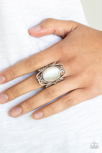 Paparazzi Thick Flex Back Ring - Fairytale Flair - White (R008)