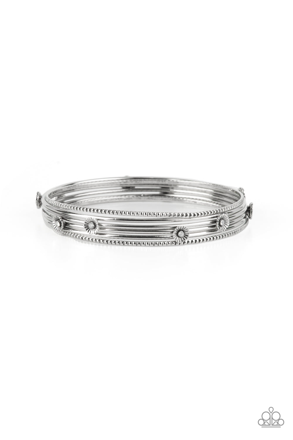 Flawlessly Floral - White Paparazzi Bracelet (#4377)