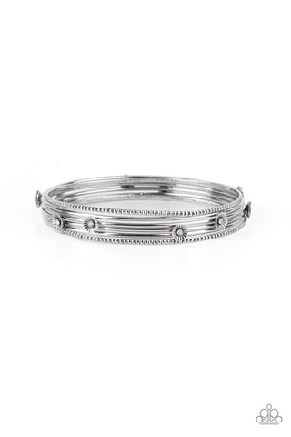 Flawlessly Floral - White Paparazzi Bracelet (#4377)