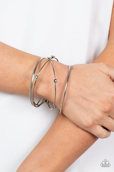 Flawlessly Floral - White Paparazzi Bracelet (#4377)