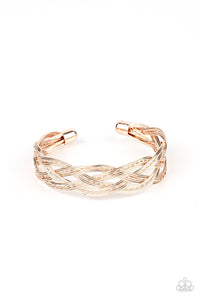Get Your Wires Crossed - Rose Gold Paparazzi Bracelet (#1252)