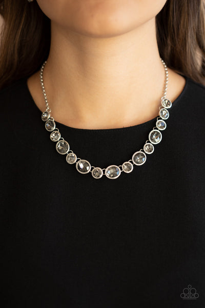 Girls Gotta Glow - Silver Paparazzi Necklace (#2276)