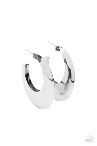 Going OVAL-board - Silver Paparazzi Earrings