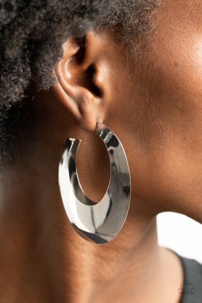 Going OVAL-board - Silver Paparazzi Earrings