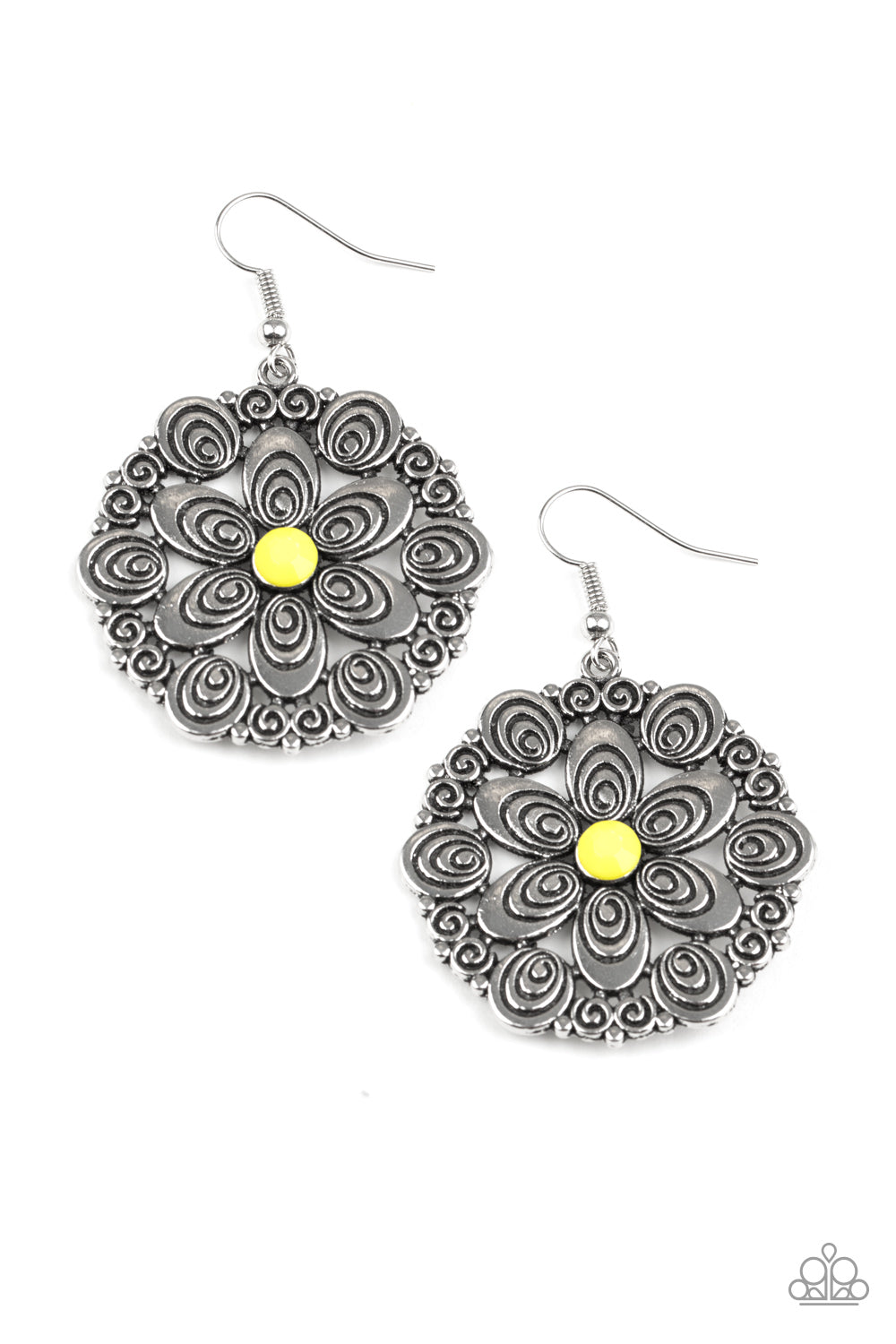 Paparazzi Earrings - Grove Groove - Yellow (PZ-1099)