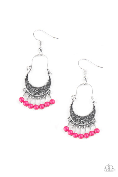 Hopelessly Houston - Pink Paparazzi Earrings (#2233)