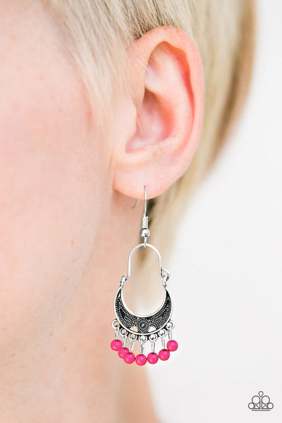 Hopelessly Houston - Pink Paparazzi Earrings (#2233)