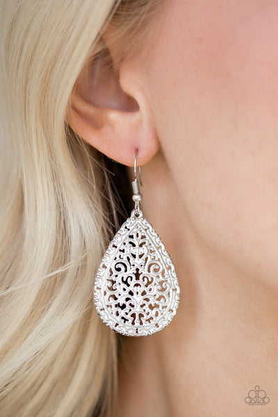 Indie Idol - White-Paparazzi Earrings (#1317)