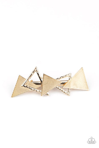 Know All The TRIANGLES - Gold Paparazzi Hair Accessories (#1928)