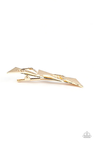 Know All The TRIANGLES - Gold Paparazzi Hair Accessories (#1928)
