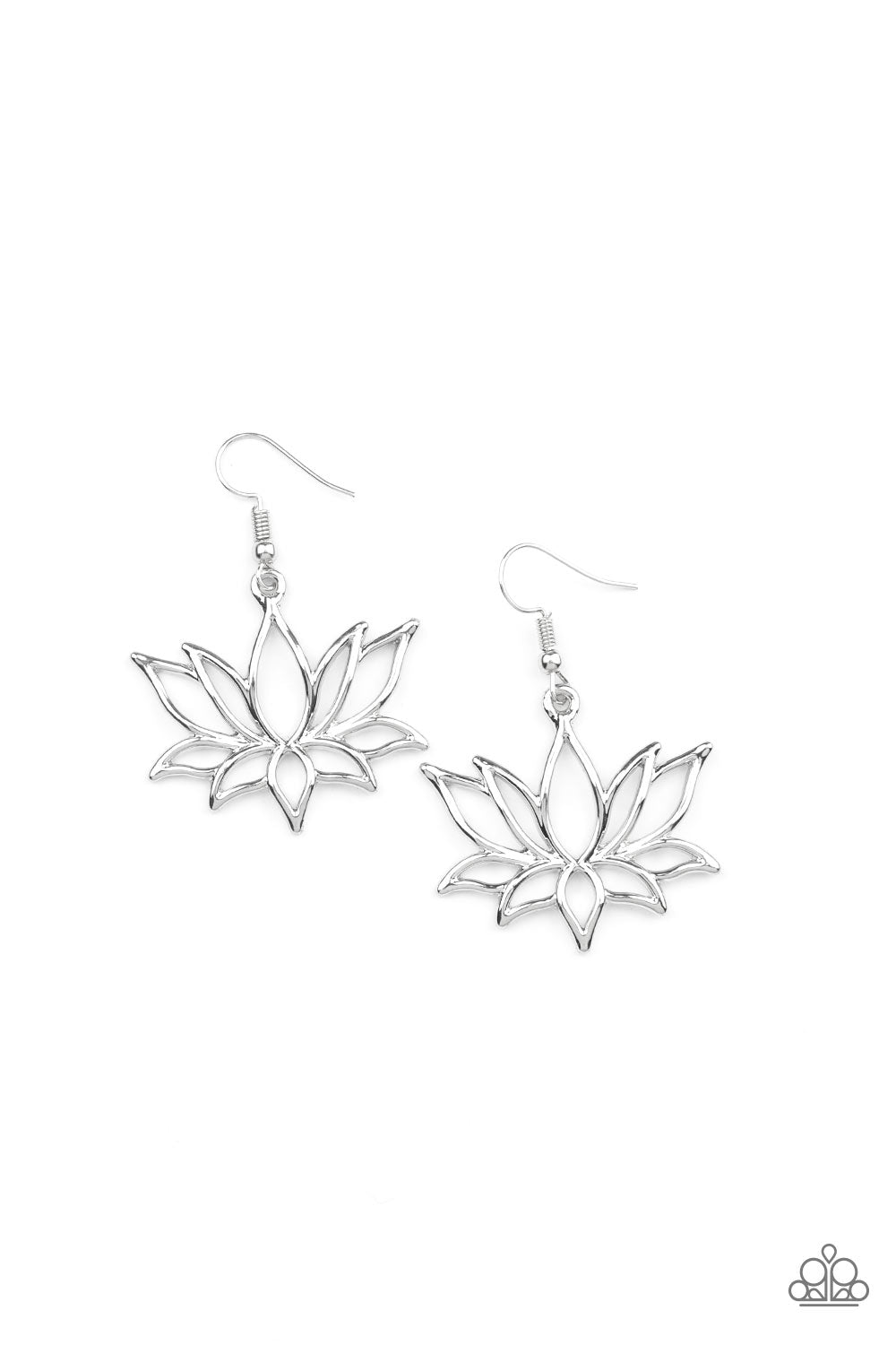 Lotus Ponds - Silver Paparazzi Earrings (PZ-4169)