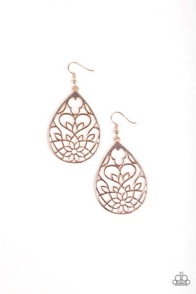 Paparazzi Fishhook Earrings - Lovely Lotus - Rose Gold (#134)