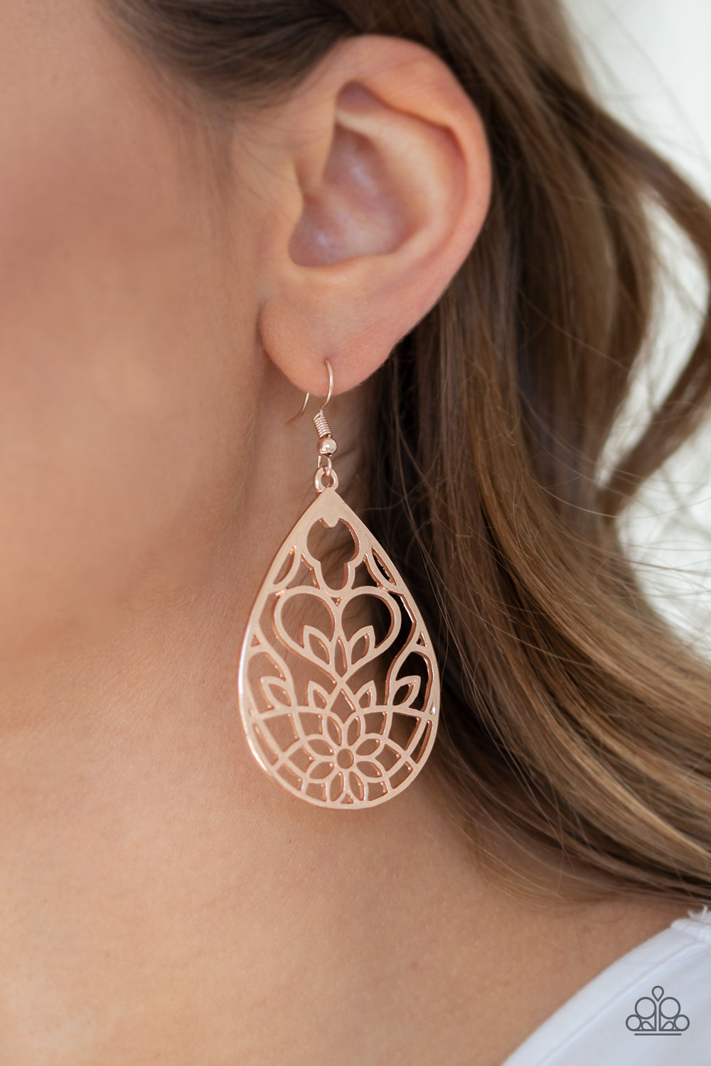 Paparazzi Fishhook Earrings - Lovely Lotus - Rose Gold (#134)