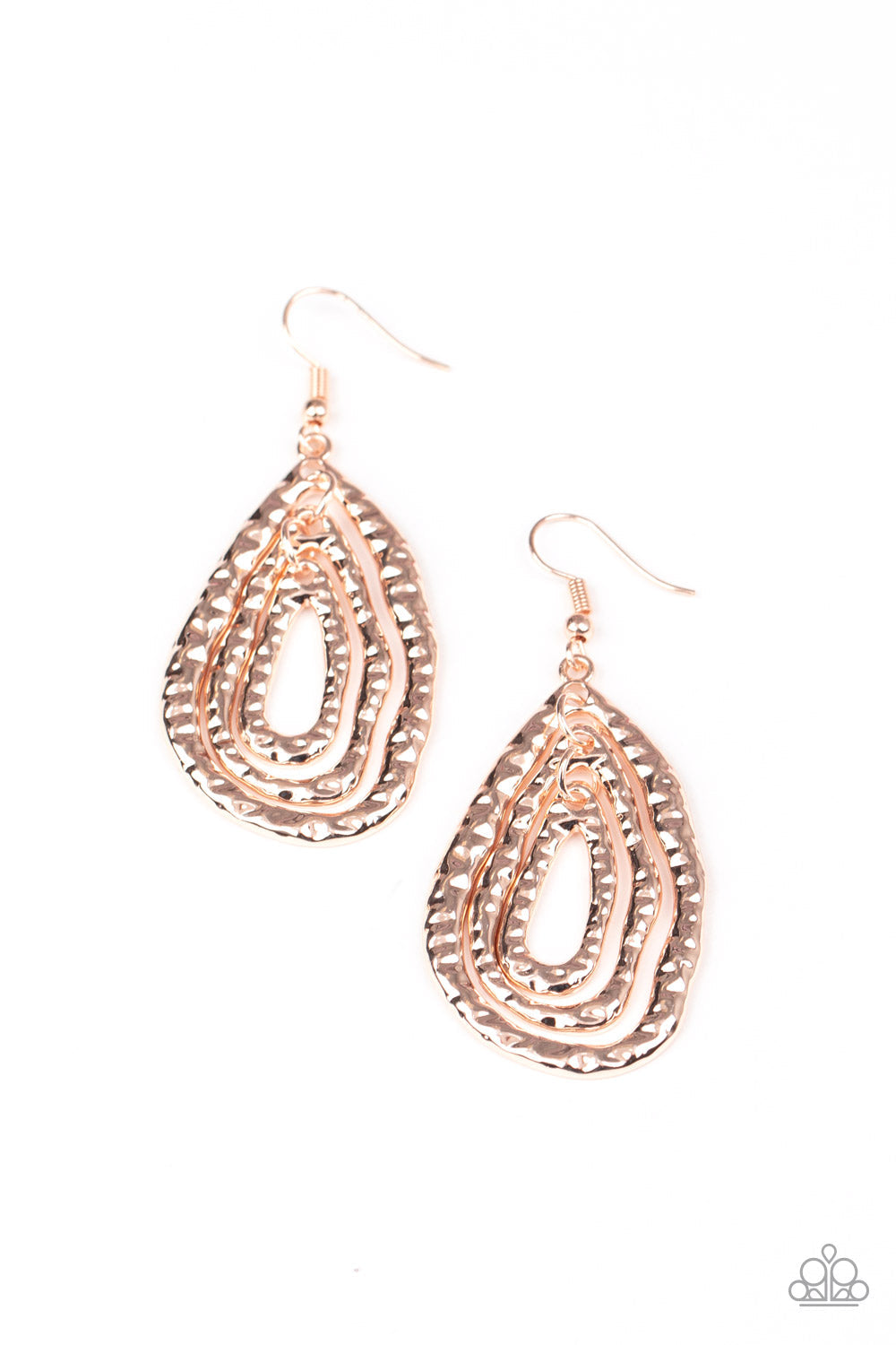 Metallic Meltdown - Rose Gold-Paparazzi Earrings (#1437)