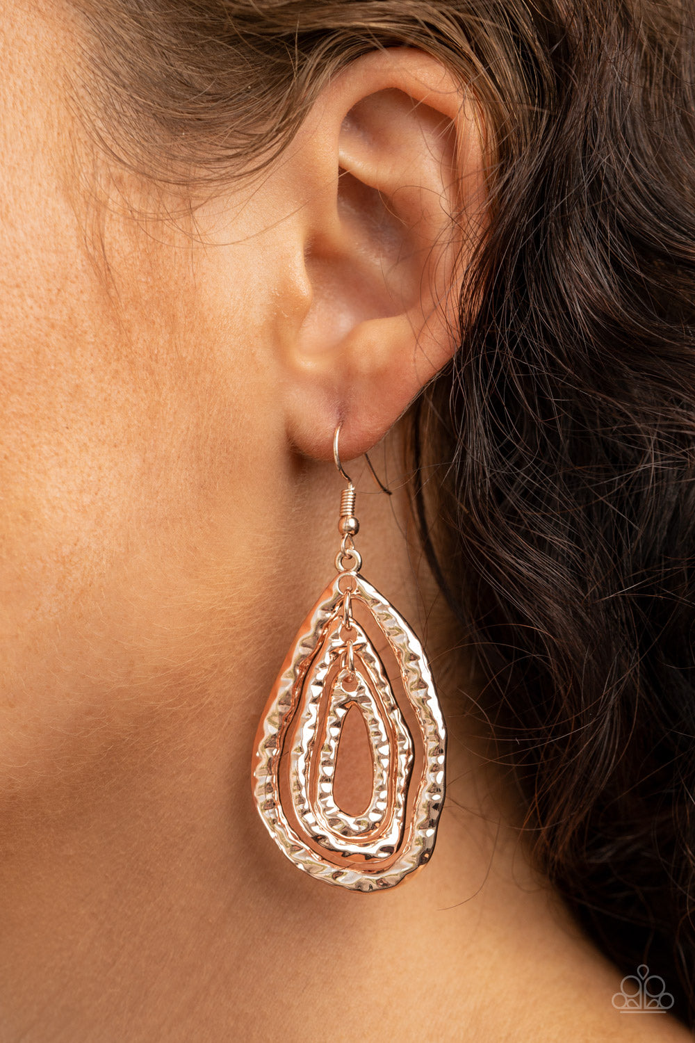 Metallic Meltdown - Rose Gold-Paparazzi Earrings (#1437)